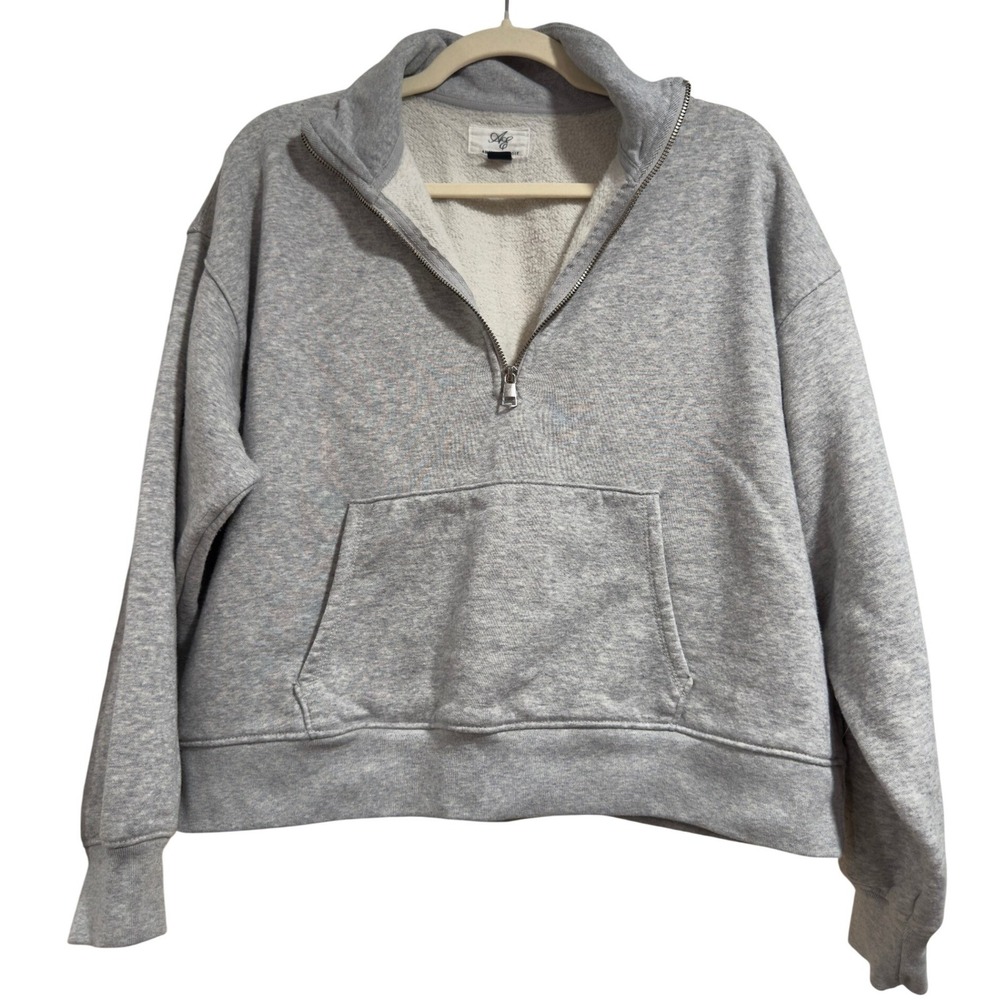 American Eagle Grey Quarter Zip Sweatshirt Pullover Womens Small